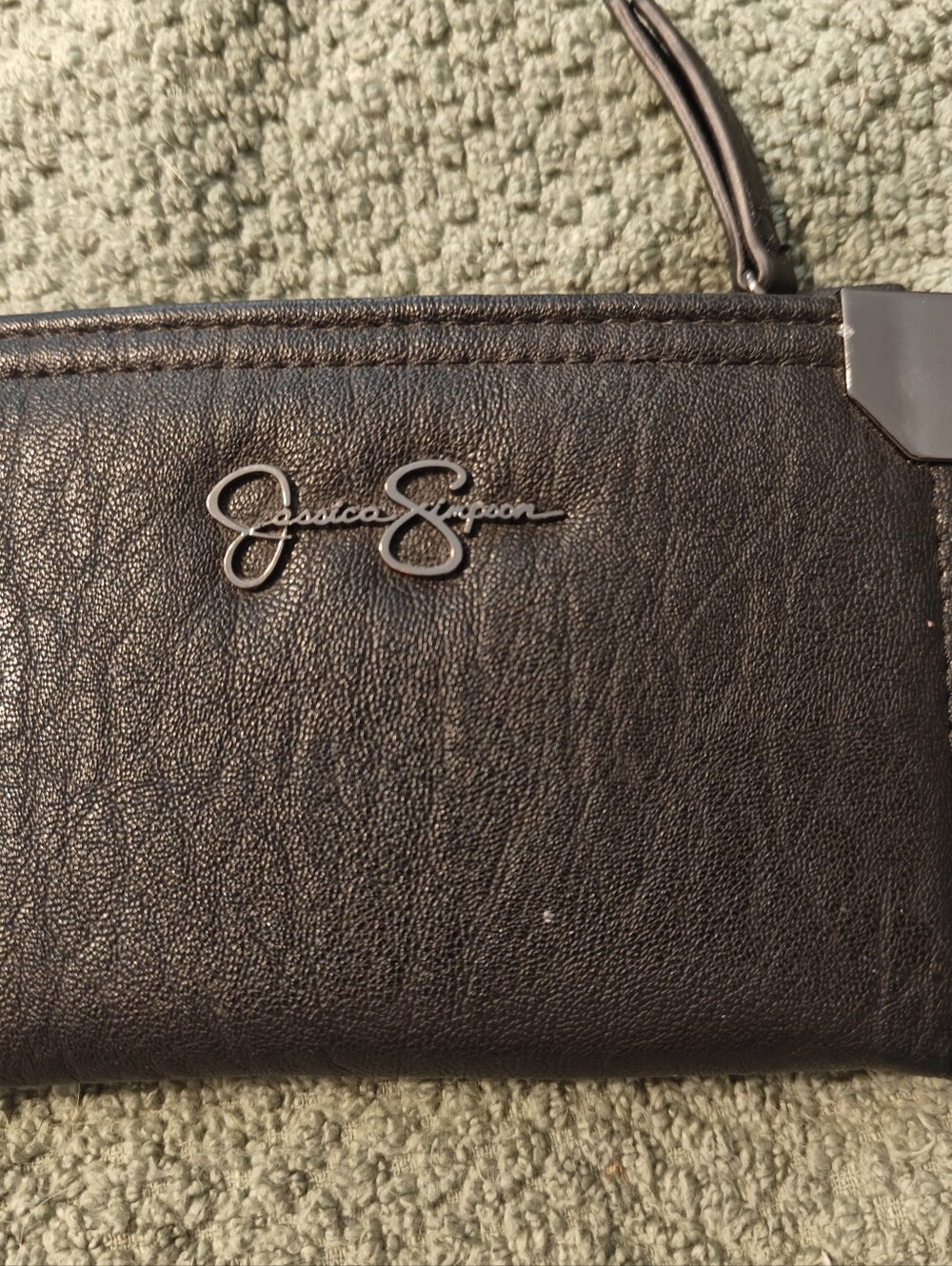 Jessica Simpson Black womens Leather Wallet with Signature Logo